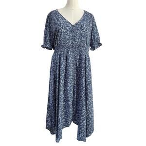 Baltic Born Blue and White Asymmetrical Tiered Sundress